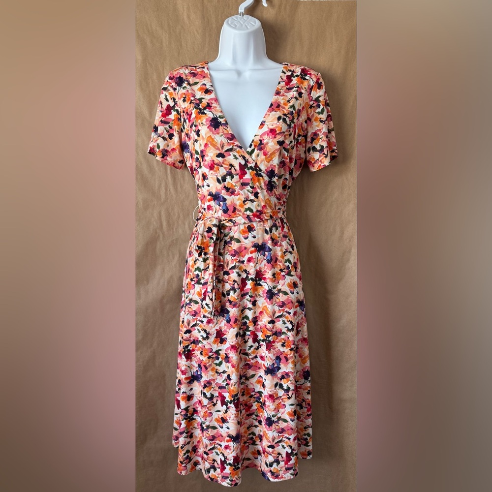 Catherine Malandrino  garden summer dress small floral pattern wrap dress NWT